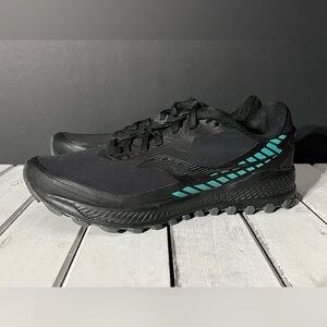 Saucony Peregrine Ice+ “Black/Jade” Trail-Running Shoes, Women’s 8.5